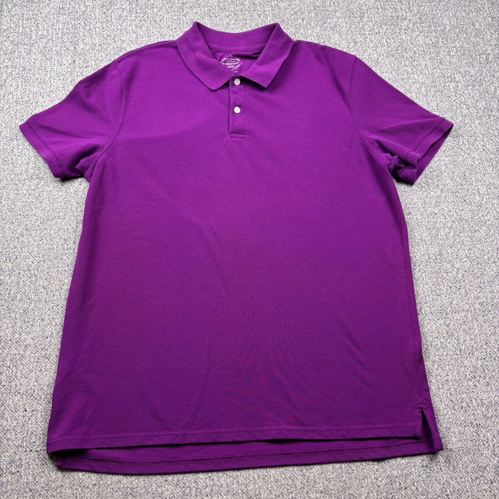 St. John's Bay Men's Size Large Purple Short Sleeve Solid Cotton Polo Shirt L